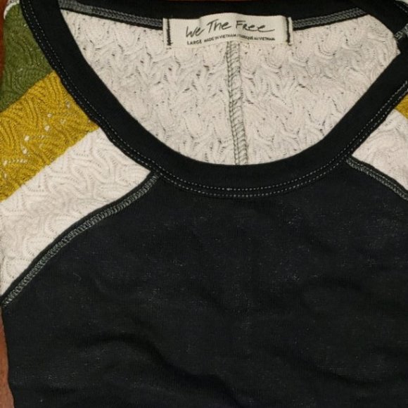 FREE PEOPLE Retro Black Combo Rainbow Top - Picture 7 of 8